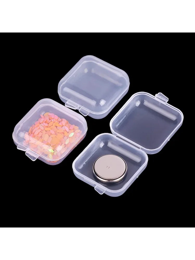 Mini PP Plastic Square Box Jewelry Fishhook Component Single-compartment Covered Transparent Storage Box