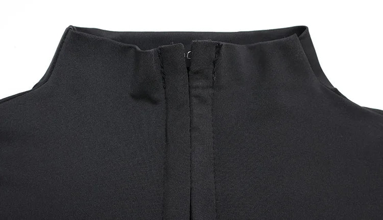 CNYISHE Solid Butoon High Collar Short Sleeve Women Dresses Sheath Trendy Chic Sexy Club Hot Girl Hip Wrap Outfits Female Skinny