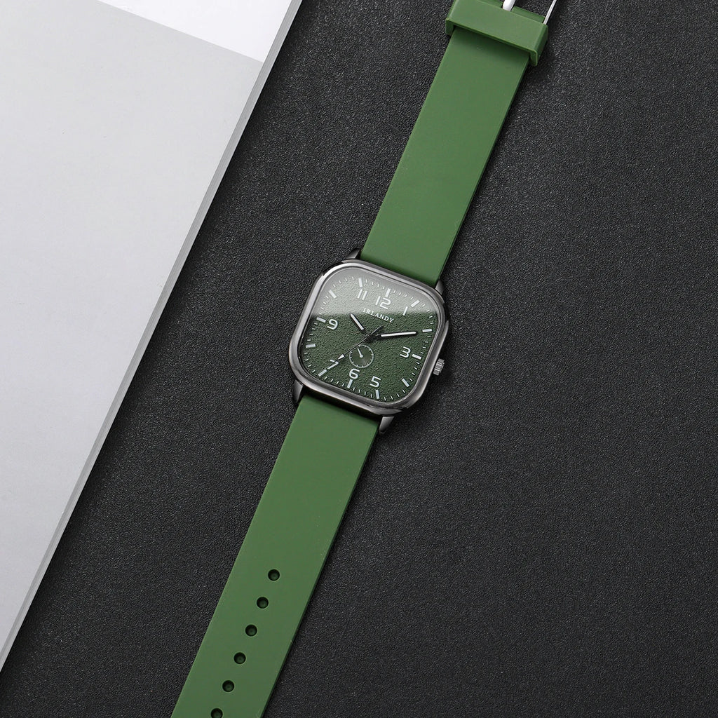 Fashion Square Women's Watch Casual Silicone Strap Quartz Watches Sports Wristwatch For Men Women Students（Without Box）