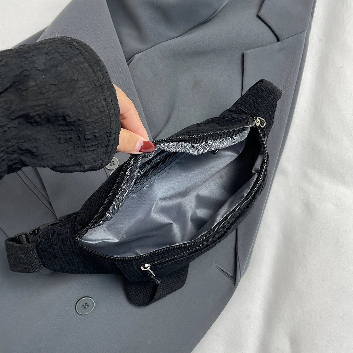 Casual Corduroy Belt Bags for Men Women Fashion Fanny Pack Female Banana Waist Bag Hip Purse Shoulder Crossbody Chest Bag Pocket
