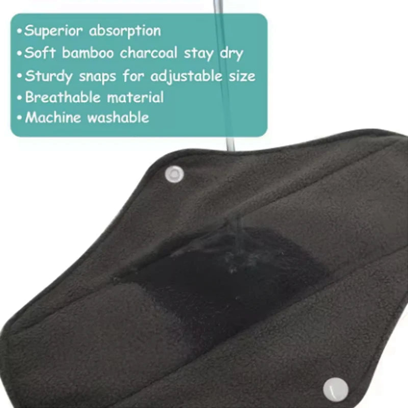 10pcs Reusable Menstrual Pads Female Breathable Heavy Flow Bamboo Charcoal Washable Sanitary Napkins Women cloth sanitary napkin