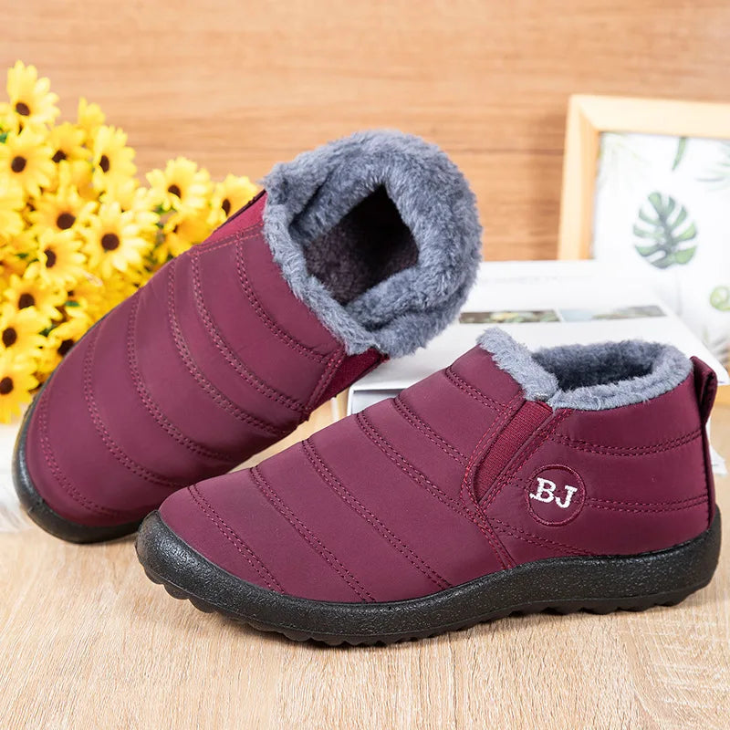 Snow Women Boots Fashion Unisex Shoes Slip On Platform Shoes For Women Ankle Boots Waterproof Plush Winter Shoes Botas Mujer