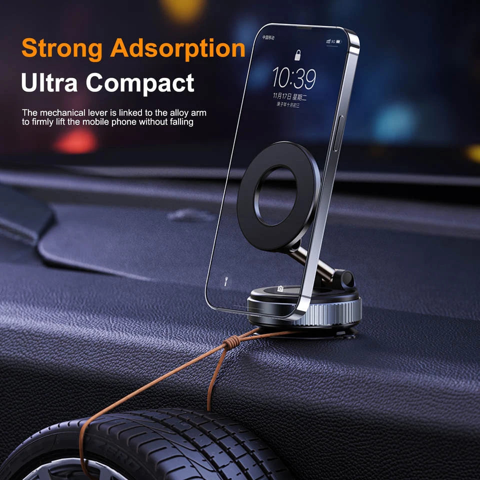 New vacuum suction cup phone holder for car, rotating magnetic phone holder, car navigation.