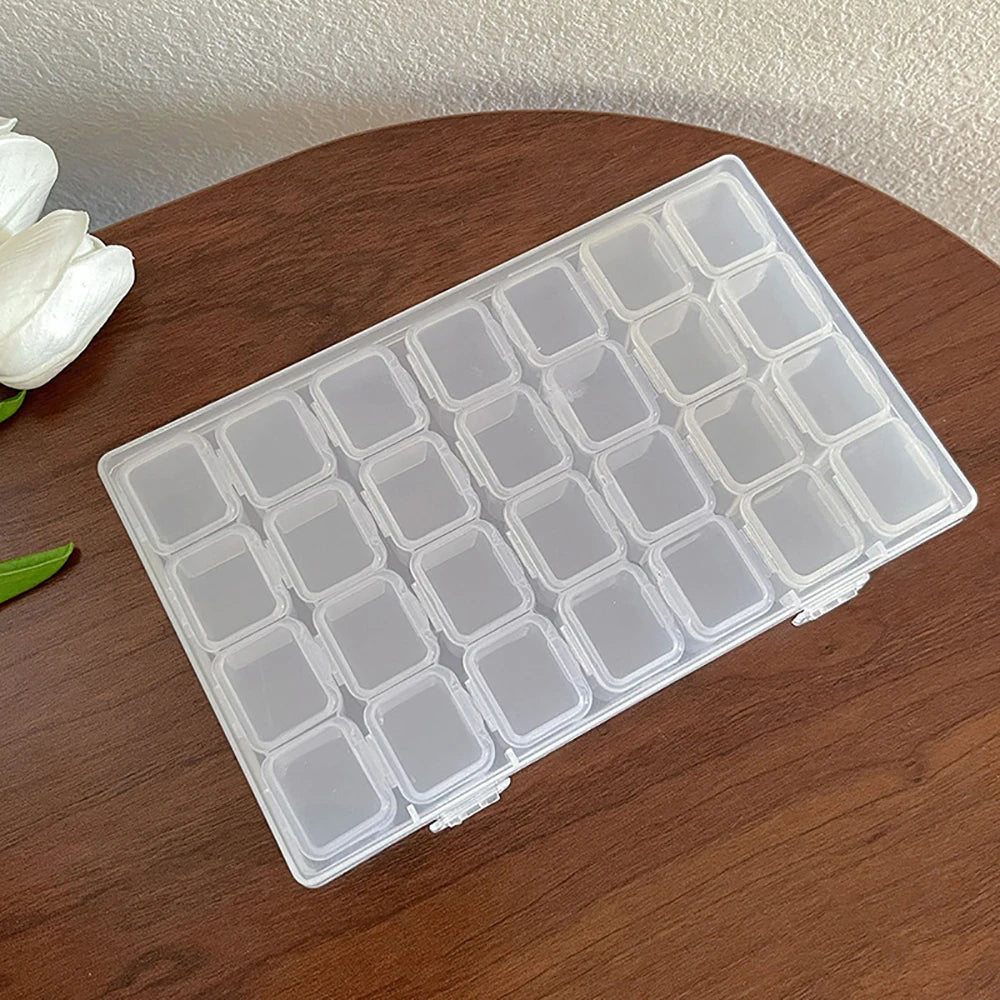 1pc 28 Grids Plastic Storage Box Adjustable Compartments for Jewelry Diamond Embroidery Art Craft Accessory Organizer Case