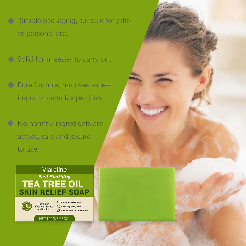 Tea Tree Oil Soap Bar Deep Cleansing Body Face Wash Oil Control Refresh Skin Comfort Bathing Comfort Moisturizing Skin Care
