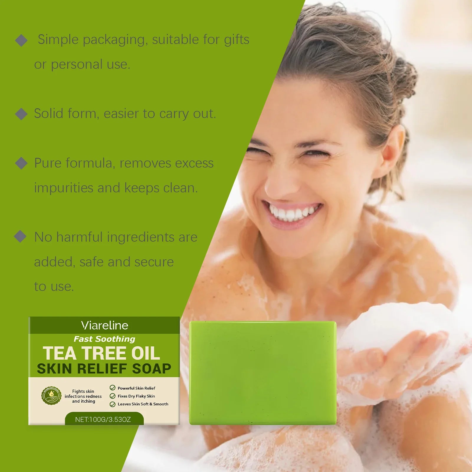 Tea Tree Oil Soap Bar Deep Cleansing Body Face Wash Oil Control Refresh Skin Comfort Bathing Comfort Moisturizing Skin Care