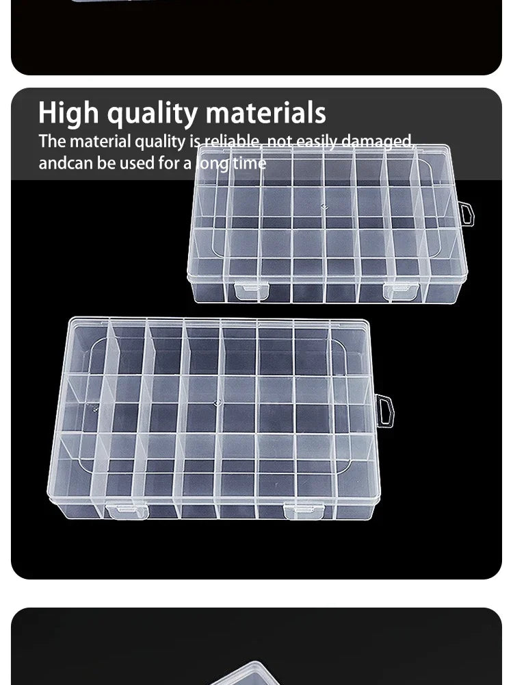 24-Grid Transparent Storage Boxes - Multi-Purpose Organizer for Hardware Buttons, Fishing Gear, Jewelry, Accessories & Stationer
