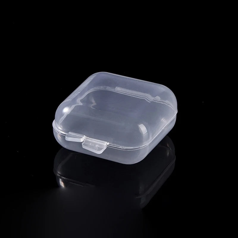 Mini PP Plastic Square Box Jewelry Fishhook Component Single-compartment Covered Transparent Storage Box