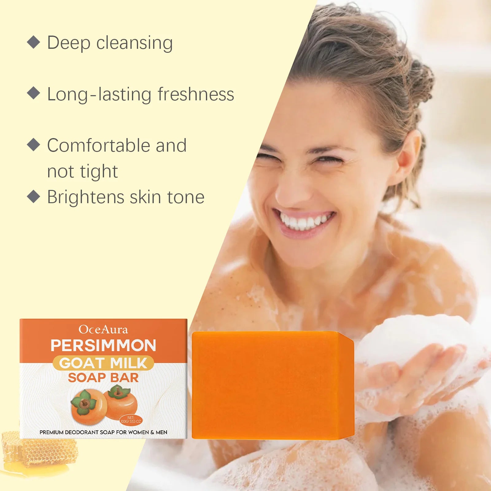OceAura Persimmon Goat Milk Fragrance Soap Moisturizes, Moisturizes, Mildly Cleanses, Fragrances, Softens and Cares Skin Soap