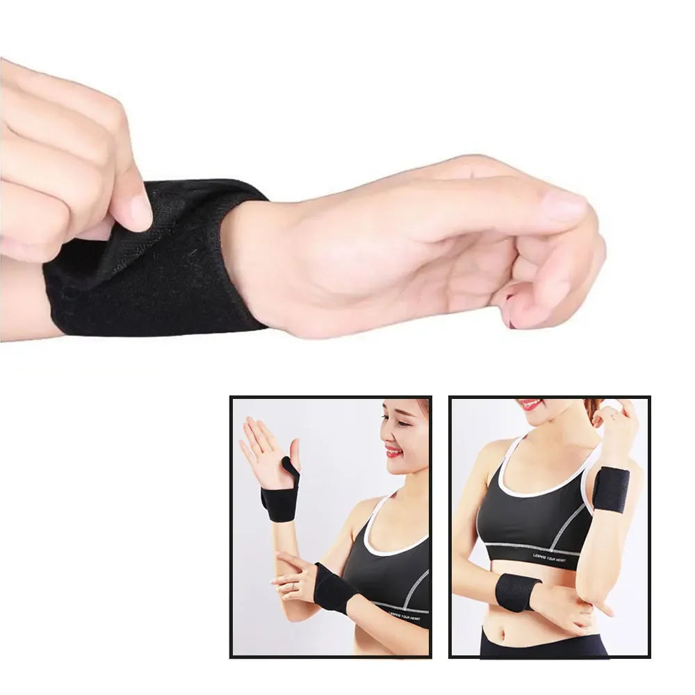 1 Pair Self-Heating Tourmaline Wrist Brace Sports Care Protection Wrist Belt Far Infrared Magnetic Therapy Pads Pain Relief