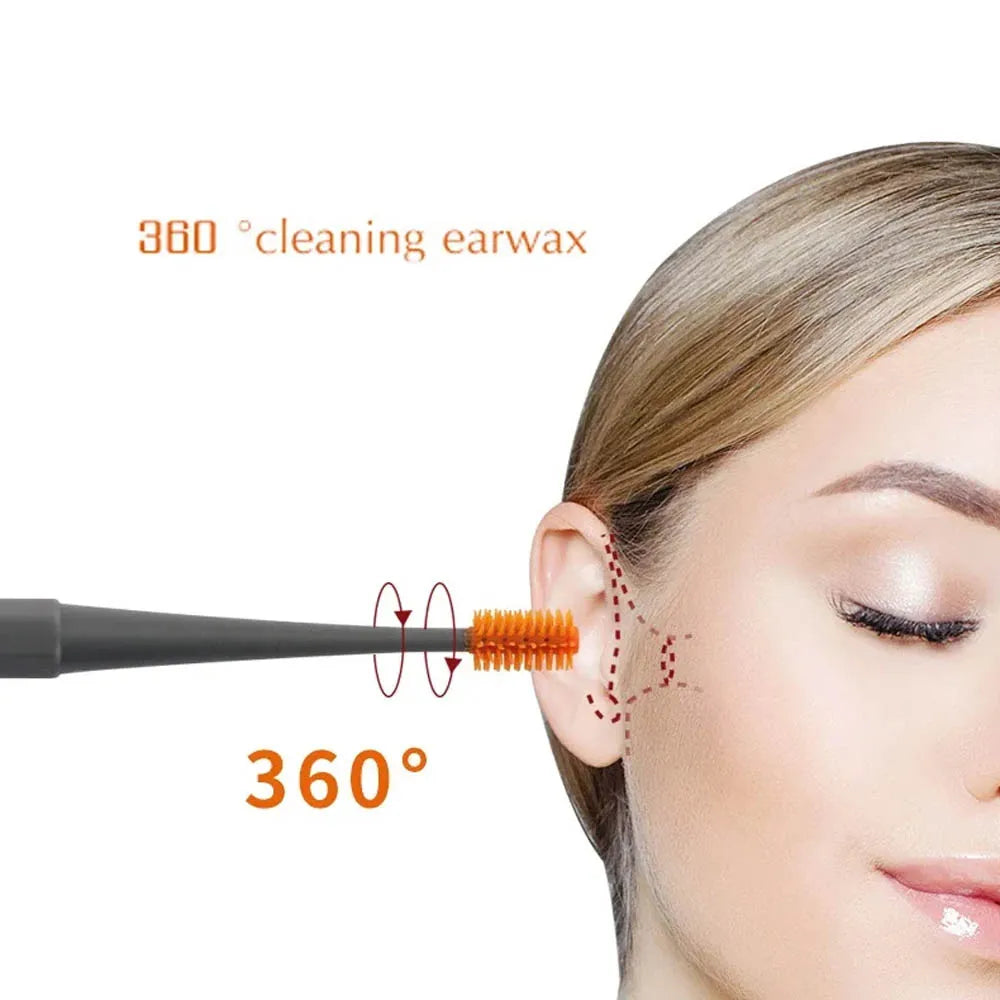 2PCS Ear Wax Removal Tool Ear Cleaning Sticks Earpick Remover Silicone Double Head Ear Cleaner 360° Spiral Swab