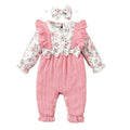 0-18 Months Newborn Baby Girl Romper Cute Floral Long Sleeve with Bow Bodysuit+Headband Infant Girl Spring&Autumn Jumpsuit