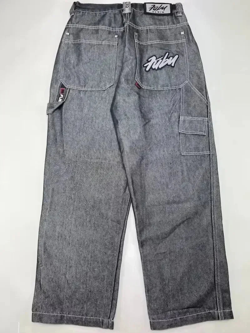 American Fashion Hip Hop Joker Oversized Jeans Women Street Y2K New Clearance Spot Hot Mopping Wide-leg Pants Unisex Loose Jeans