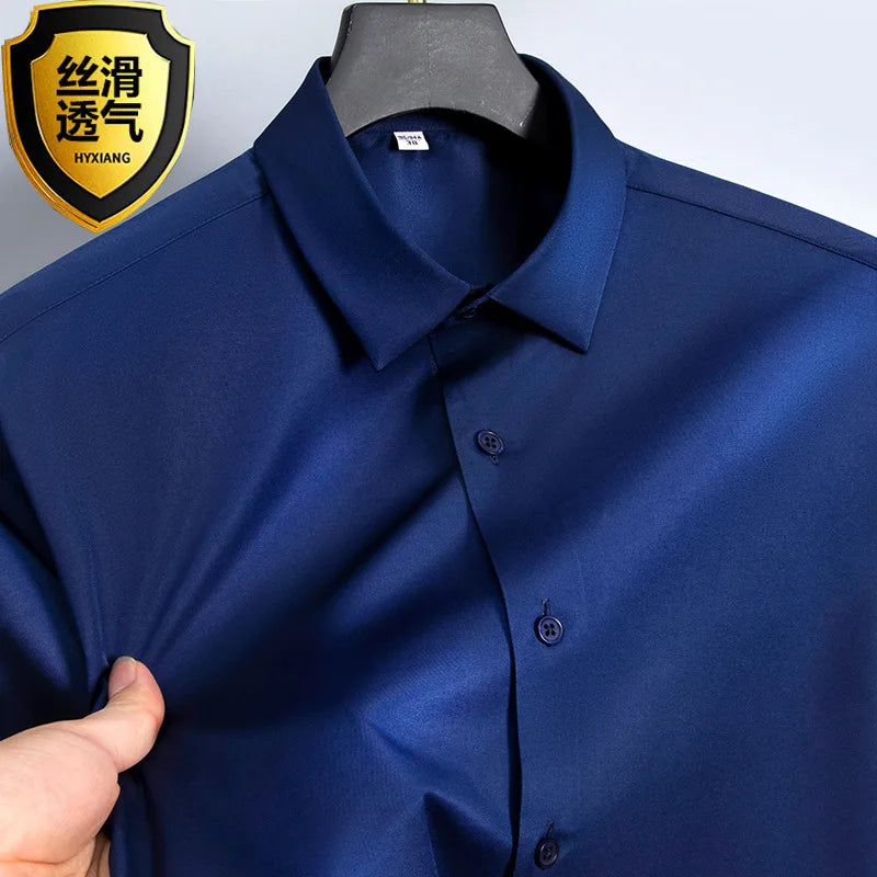 Big Size 5XL Business Shirts For Men Long Sleeve Autumn Wrinkle-free Slim Fit Camisa Social Formal Soft Wedding Office White Top