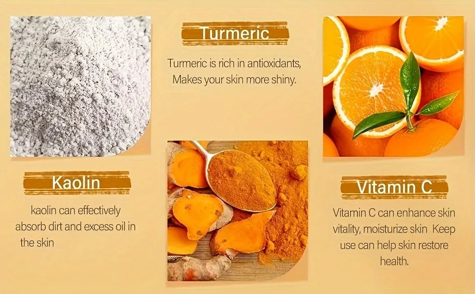 Vitamin C Exfoliating facial mask Turmeric Exfoliating facial mask Improve Pore Deep Cleaning facial mask   Apply facial mask