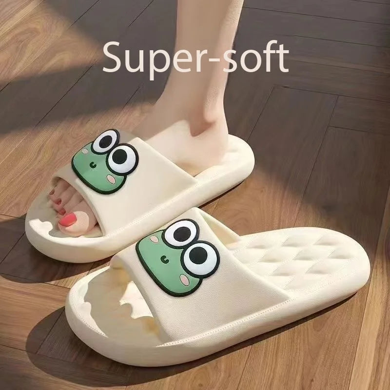 Four Season Bathroom Anti Slip Slippers Women's EVA Slide Slippers - Frog Soft Comfortable Non-Slip Indoor/Outdoor House Shoes