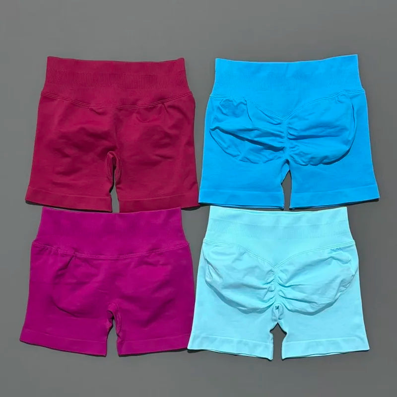 HISTELLO Sports Shorts 4.5" Women Yoga Shorts Seamless Low Waist Scrunch Bum Gym Leggings Workout Stretch Fitness Sports Shorts