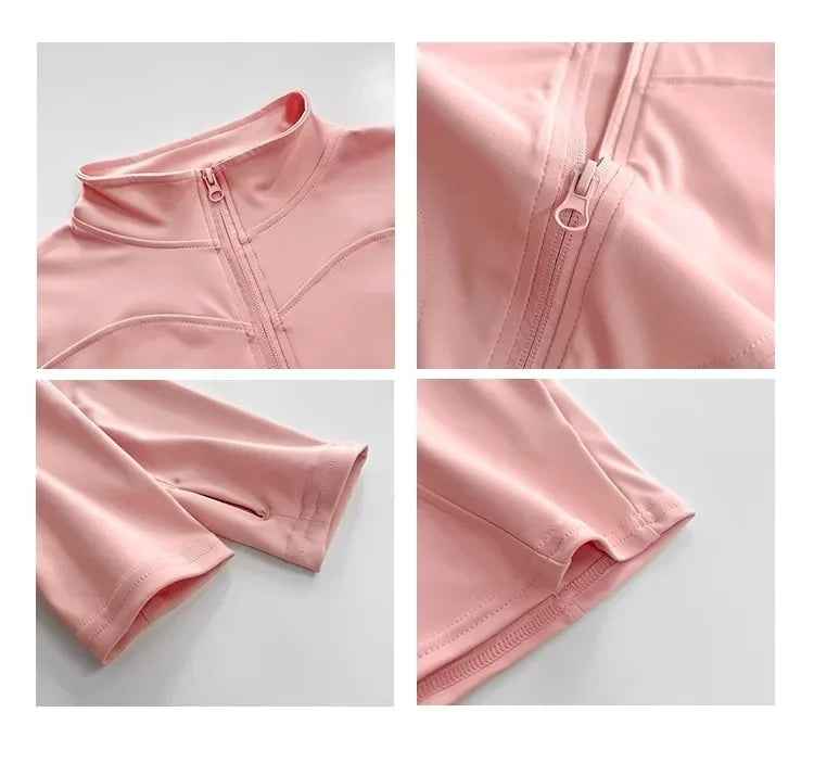 S-3XL Sun Quick Drying Sports Coat Women's Tight Top Yoga Jacket Long Sleeve Zipper Jacket Running Fitness Women's Jacket