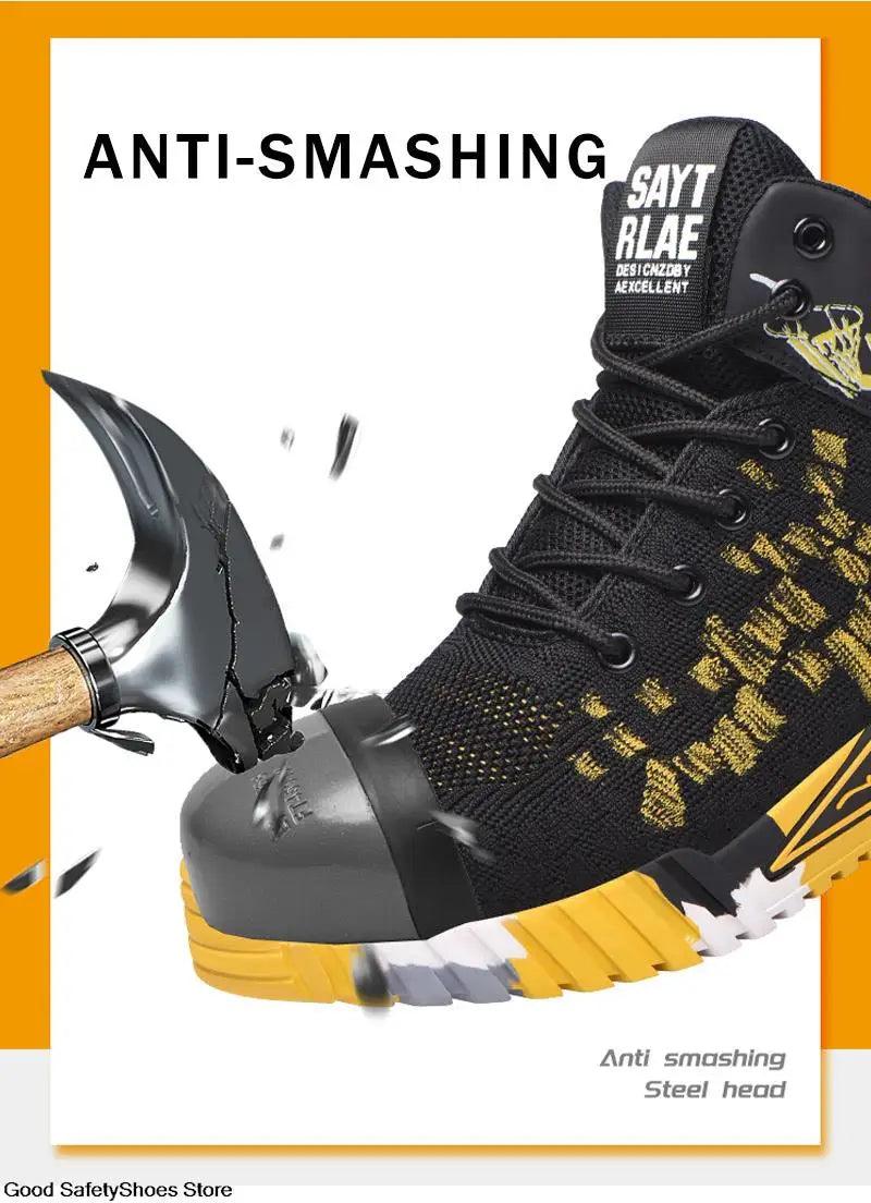 Work Safety Boots Men Work Shoes Steel Toe Safety Shoes Men lightweight Indestructible Boots Anti-puncture Work Sneakers Male