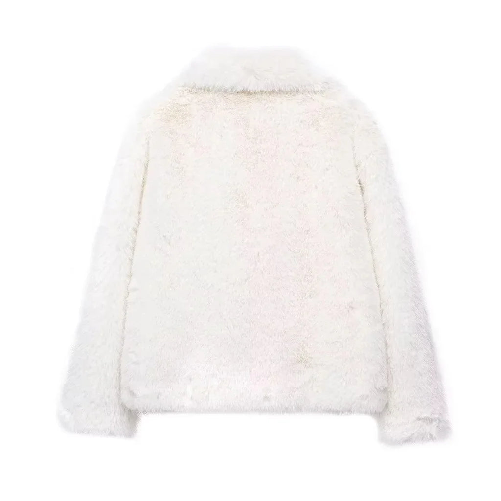 KONDALA 2026 Spring Summer Casual Faux Fur Brown Women Warm Jackets Valentine‘s Day Turn Down Collar Oversized Elegant Coats