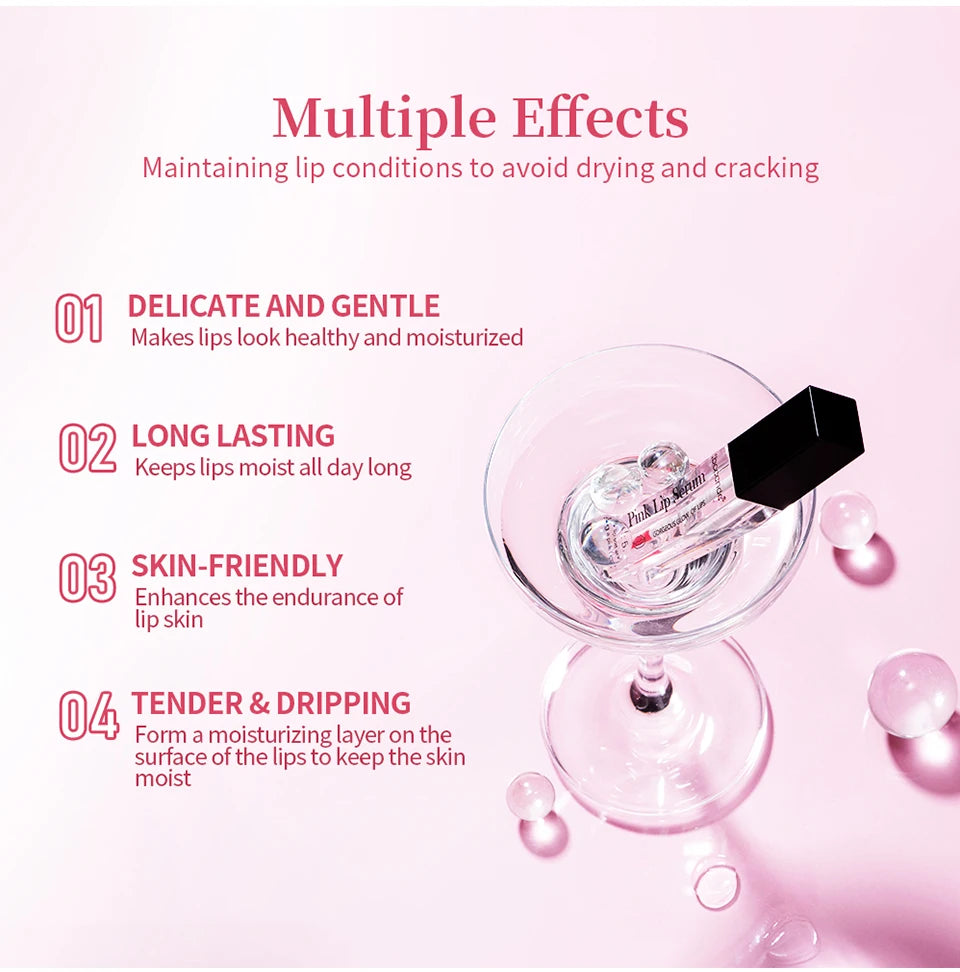 Pink Lip Serum Moisturizing Fresh Effective Reduce Pigmentation Exfoliating Plumper Sexy Care Cosmetics