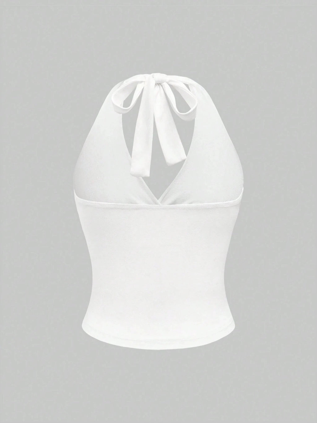 Solid V-neck Backless Halter Crop Top for Women Summer Sexy Y2K Sleeveless Ruched Top Streetwear