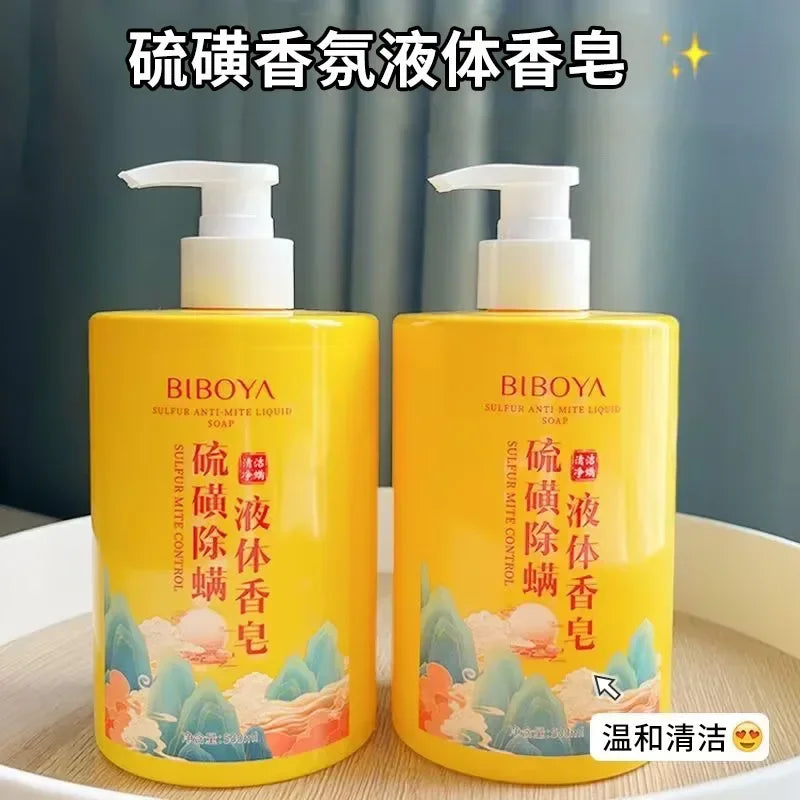 500ml Sulfur Mite Removal Liquid Soap Body Wash Cleaning Large Bottle Body Cleansers Shower gel