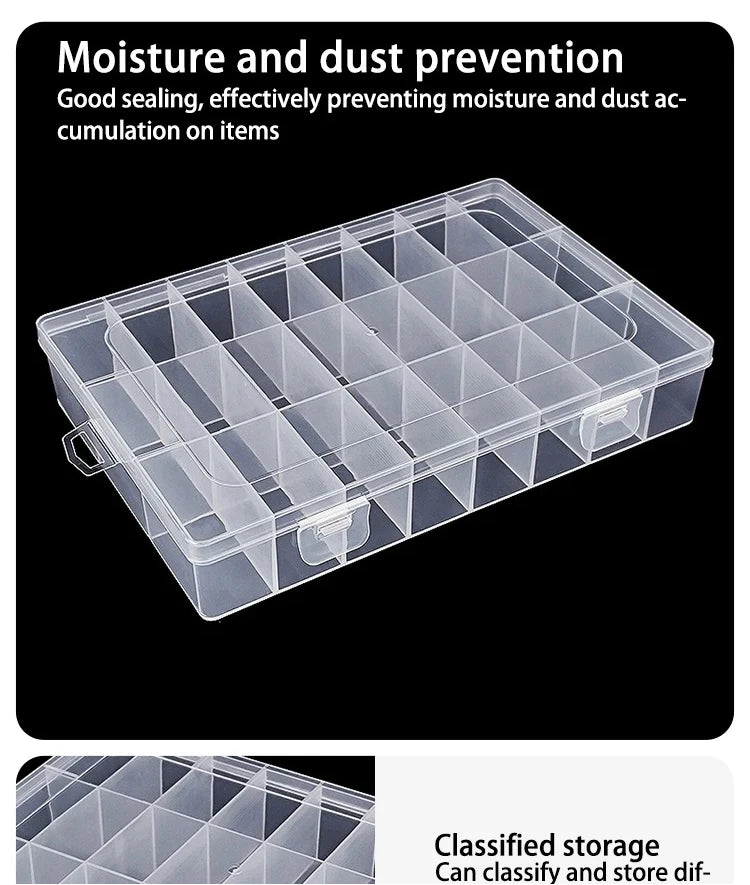 24-Grid Transparent Storage Boxes - Multi-Purpose Organizer for Hardware Buttons, Fishing Gear, Jewelry, Accessories & Stationer