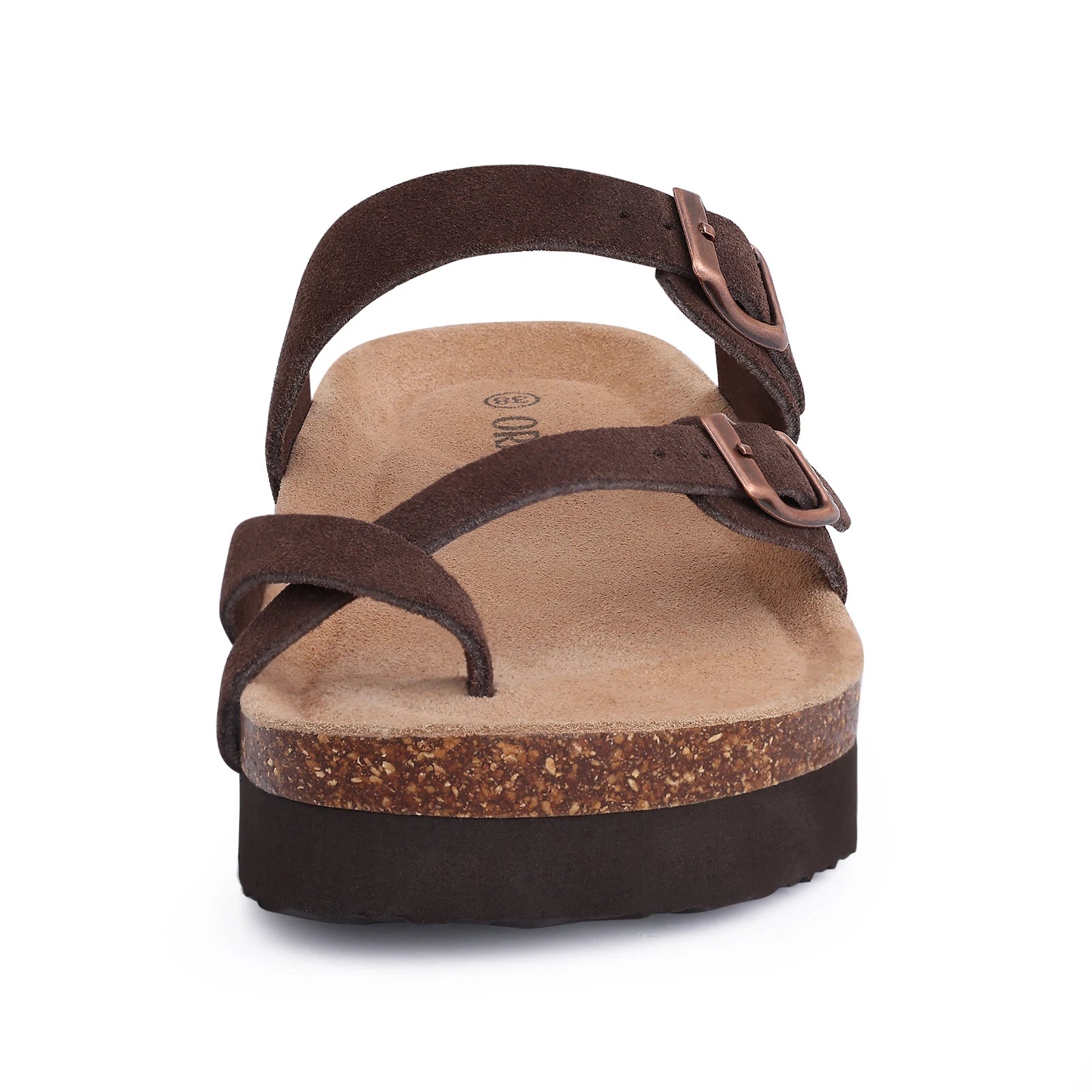 Shevalues Women Sandals Fashion Casual Cork Slippers Comfort Flats Slides With Adjustable Buckle Female Thick Sole Home Shoes