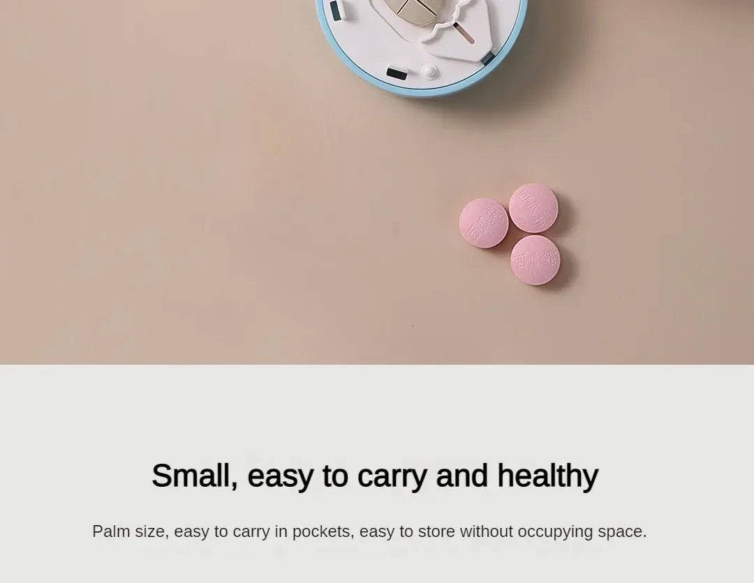 Portable 2-in-1 Pill Box with Pill Cutter for Cutting Small Pills or Large Pills in Half & Quarter Travel Pill Organizer Case
