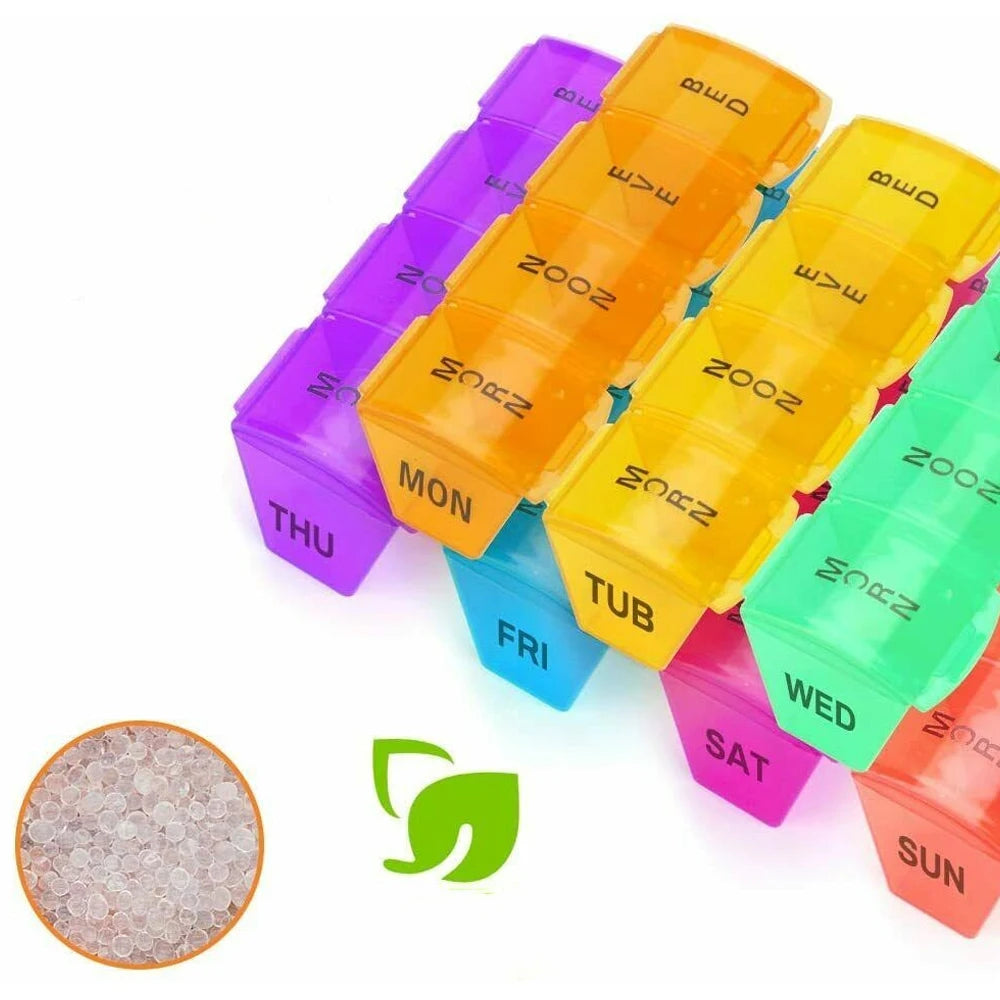 Weekly Pill Organizer 4 Times a Day, 7 Day Pill Cases,Portable Pill Box Medicine Organizer for Pills Vitamin Fish Oil Supplement