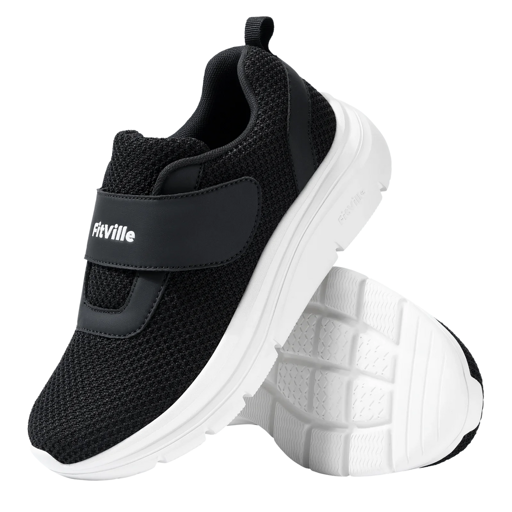 FitVille Women'S Shoes Wide Sneakers Diabetes Shoes Adjustable Strap For Swollen Feet Slip On Walking Lightweight Comfortable