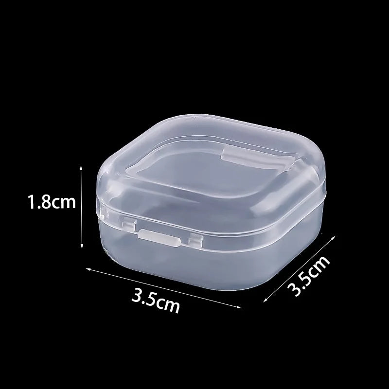 Mini PP Plastic Square Box Jewelry Fishhook Component Single-compartment Covered Transparent Storage Box