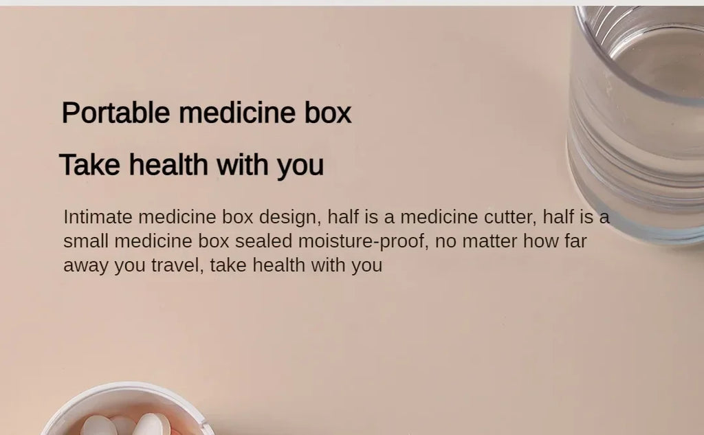 Portable 2-in-1 Pill Box with Pill Cutter for Cutting Small Pills or Large Pills in Half & Quarter Travel Pill Organizer Case