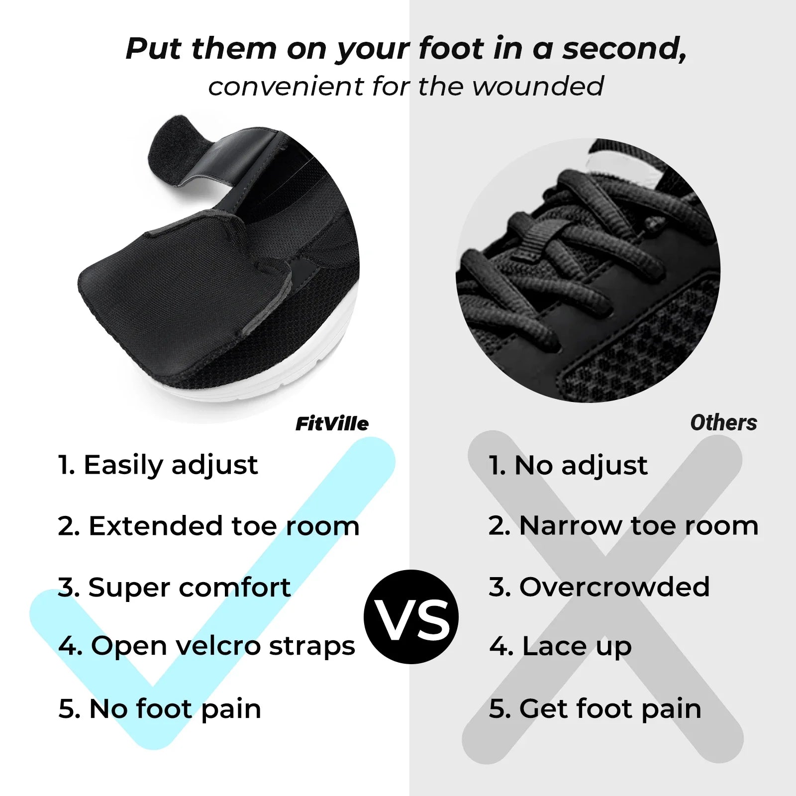 FitVille Women'S Shoes Wide Sneakers Diabetes Shoes Adjustable Strap For Swollen Feet Slip On Walking Lightweight Comfortable