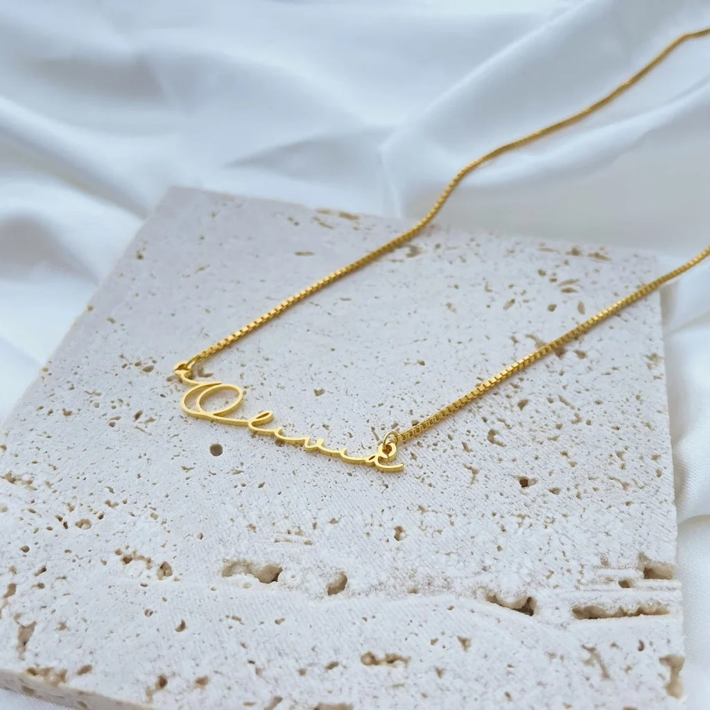 Personalised Gold Name Necklace with Box Chain  Custom Name Necklace Handmade Jewelry Personalised Birthday Gift for Her Mom