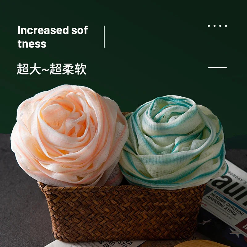 Fast Foaming Lightweight Rose Shower Ball Wash Scrub Sponge for Bathroom Super Soft Large Non-Scattered Ball Flower Bath Rub