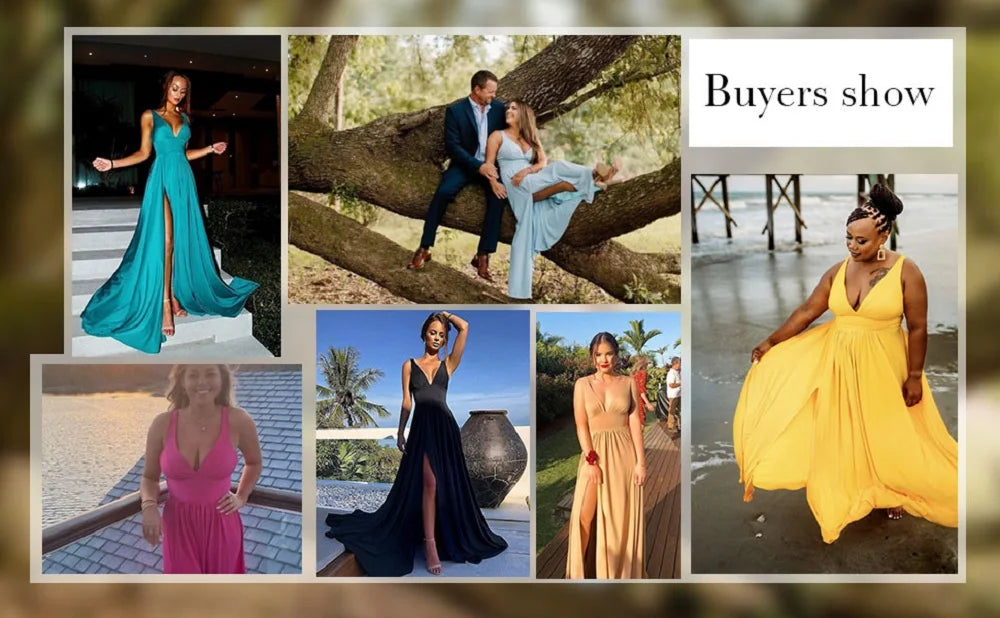 9 Colors Bridesmaid Dress Women 2023 Sister Group Dress Sexy Split V Neck Backless Sleeveless Formal Wedding Evening Party Gowns