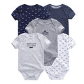 Kiddiezoom 5 Pcs/Lot Four Seasons Fashion Cartoon Short Sleeve Baby Boy Girl Bodysuits Soft 100%Cotton NewbornOnesies