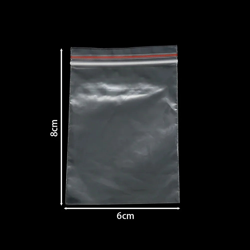 100Pcs Multiple Sizes Transparent Ziplock Plastic Bag for Jewelry Beads Bracelets Storage Small Business Packaging Supplies