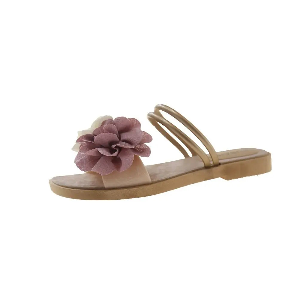 Casual Sweet Flower Flip Flops Waterproof Holiday Seaside Sandals Non-Slip Flat Vacation Beach Slippers Summer