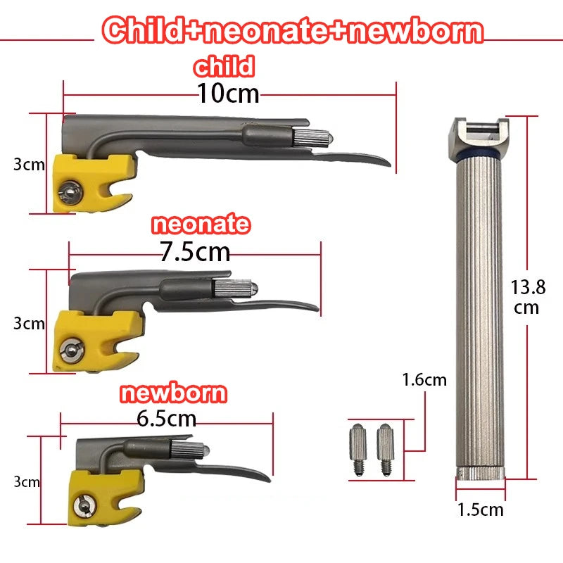 Child Adult Neonate Anesthesia Throat Mirror LED Light Intubation Stainless Steel Laryngoscope Detection Tool