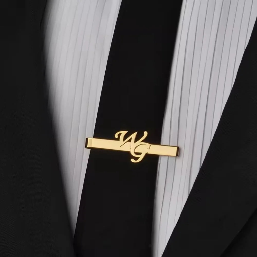 Sipuris Custom Initial Name Tie Clip For Men Stainless Steel Personalized Tie Clasp Trendy Fashion Jewelry Weddings Gifts