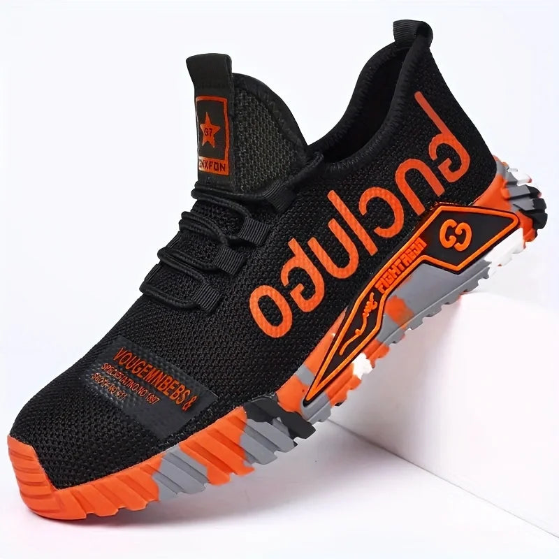 Steel Toe Anti-Puncture Men's Safety Shoes Reinforced Sole Slip Resistant Shoes Man Lightweight Breathable Men's Work Shoes