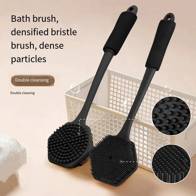 1pcSilicone Anti Slip Shower Brush Household Double Sided Thickened Bathing Brushes Extend Widen Brush Head Bath Sponge Scrubber