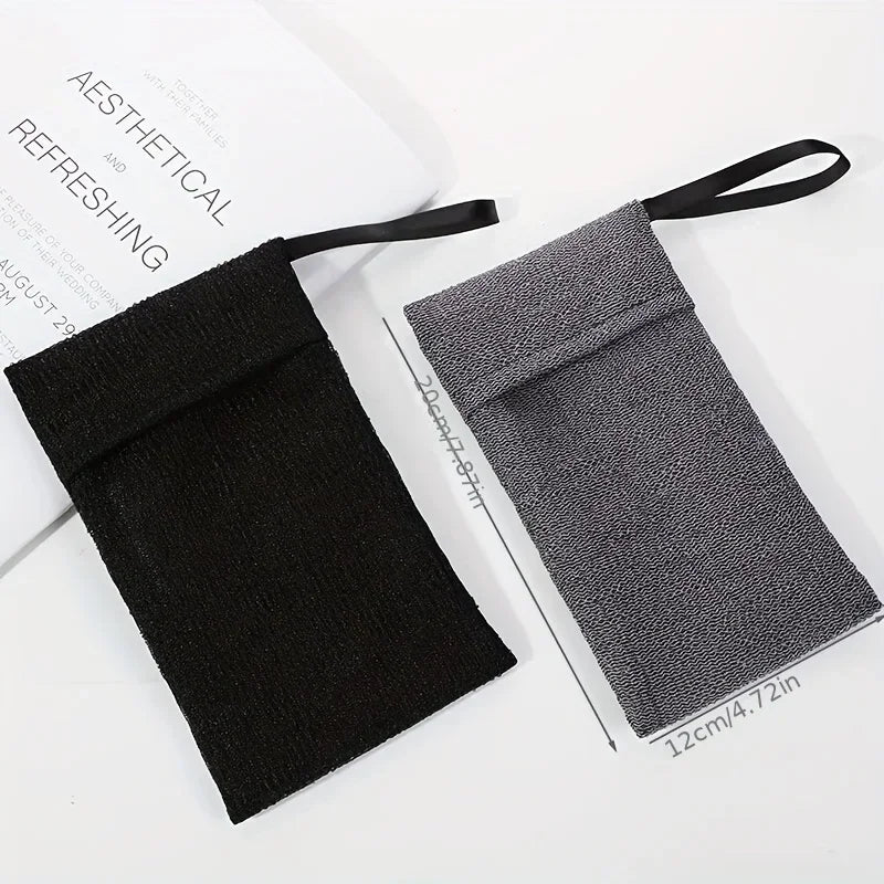 2/1piece soap bag, exfoliating soap storage bag, body scrubber, coarse sponge suitable for bath or shower, gray mesh