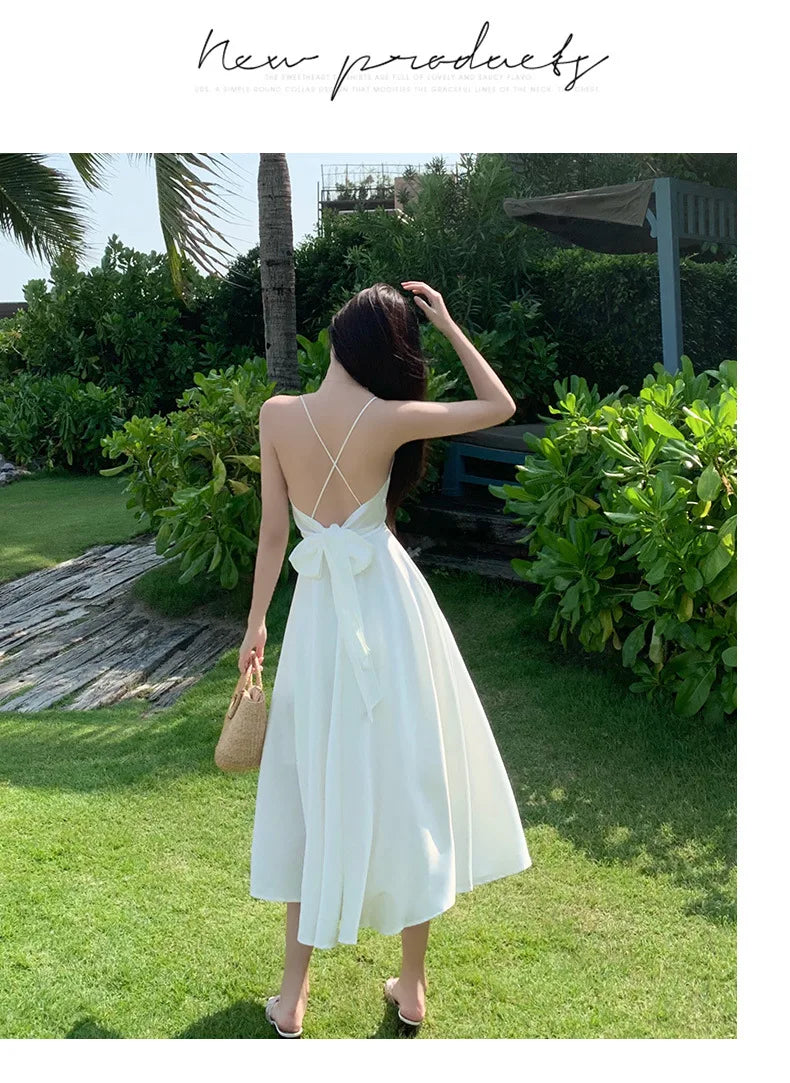 New ivory Caramel terracotta Auburn satin 120cm over knee spaghetti backless strap summer lady girl dress gown daily wear