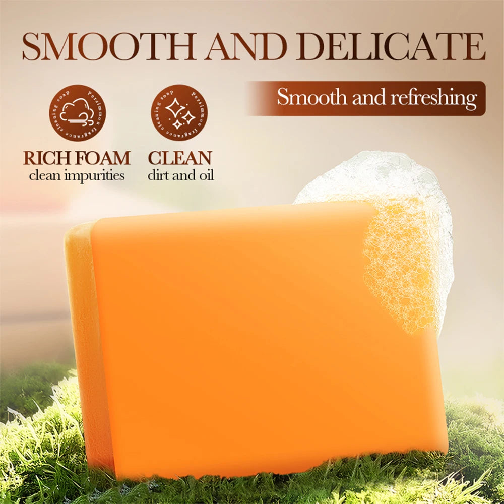 Natural Persimmon Soap Body Cleaning Fragrance Freshness Underarm Leg Bath Cleansers Remove Stains Face Soap Tender Skin Care