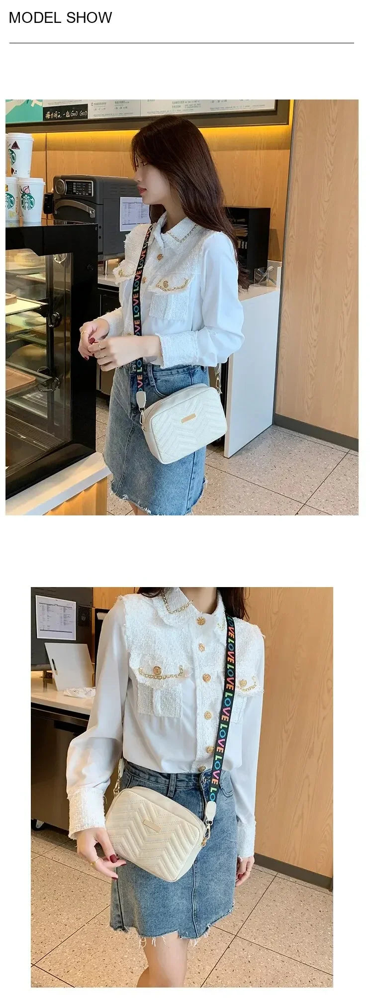 Embroidered PU Camera Bag, Small Square Shoulder Bag, Casual and Versatile