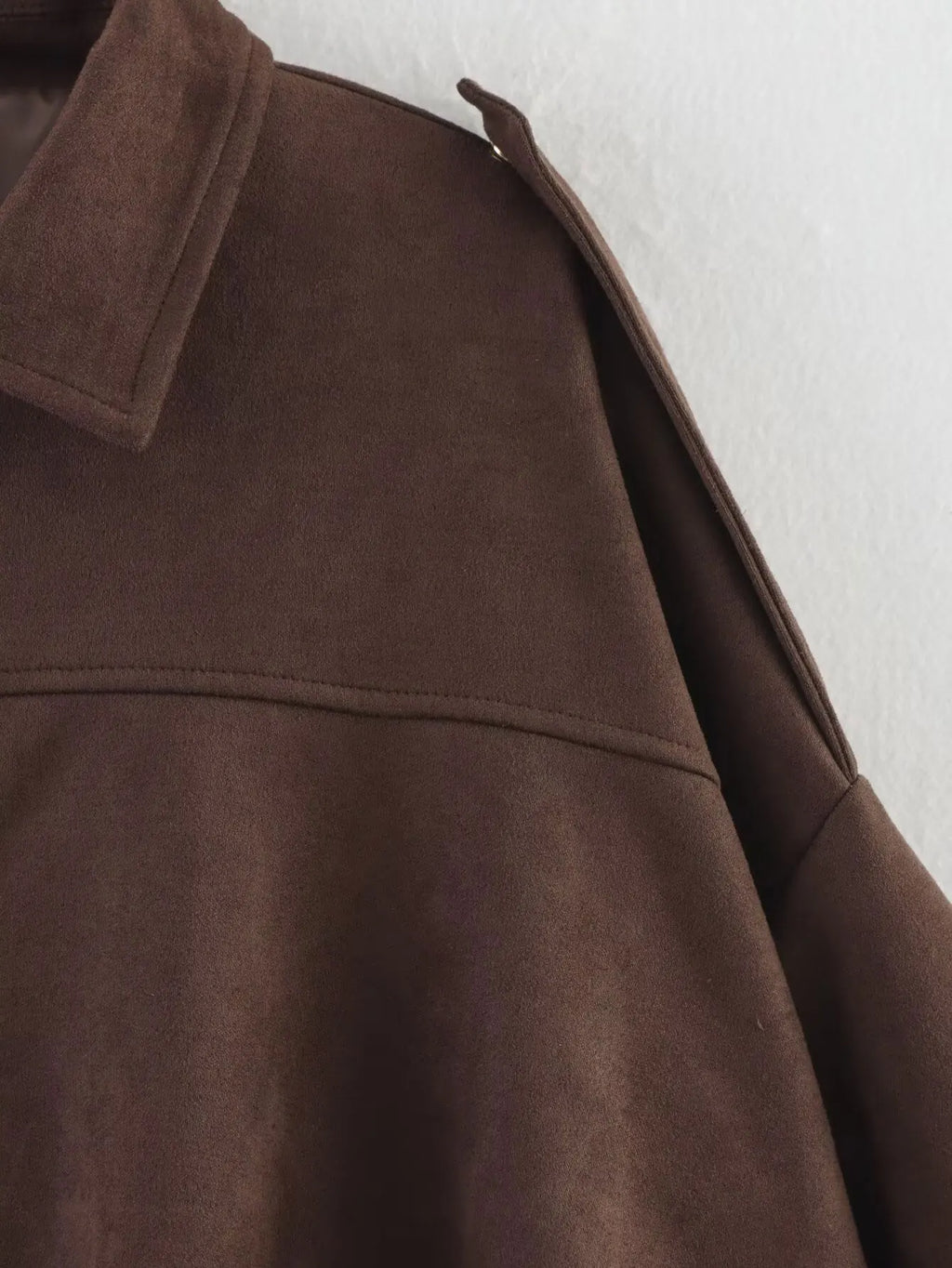 HH Women's Street Fashion Solid Loose Suede Texture Coats Causal Long Bat Sleeves Lapel Zipper Fly Winter Vintage Jackets